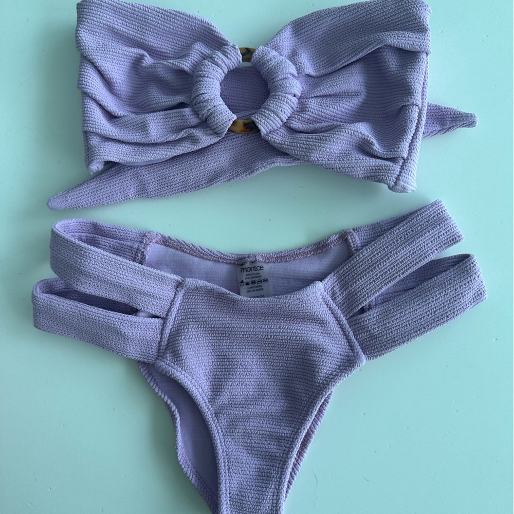 Montce Swim Tori Ties Bandeau Top and Euro Bikini Bottom